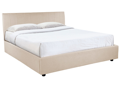 Lit coffre design 160 x 200 cm effet velours beige MACHA
