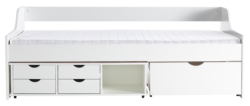 Lit enfant � tiroirs 90x190 blanc CLEO