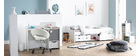 Lit enfant &agrave; tiroirs 90x190 blanc CLEO
