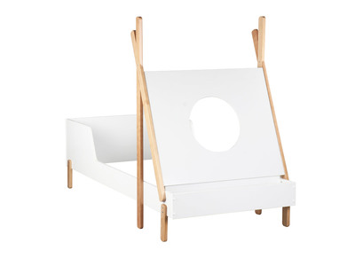 Lit enfant bateau blanc et bois clair TIMEHLO