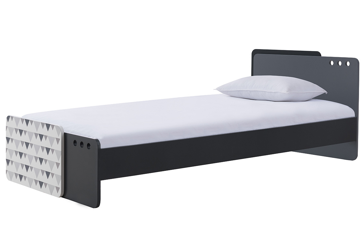 Lit enfant volutif gris avec imprim gomtrique TERTIO