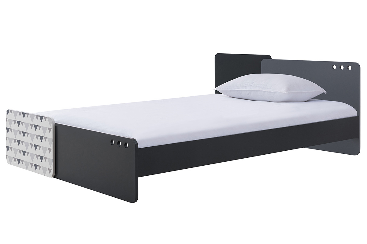 Lit enfant volutif gris avec imprim gomtrique TERTIO