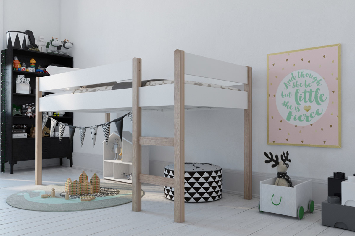 Lit enfant surlev en pin blanc ALTO