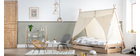Lit enfant tipi avec rangement bois et coton naturel APACHE