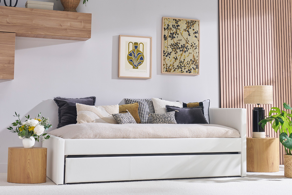 Lit gigogne blanc mat 90x190 cm MACCO