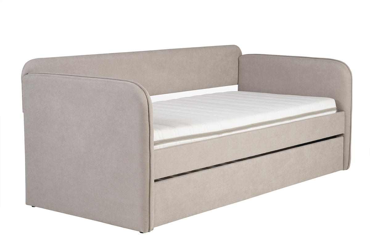 Lit gigogne en tissu taupe 90 x 190 cm EDISON