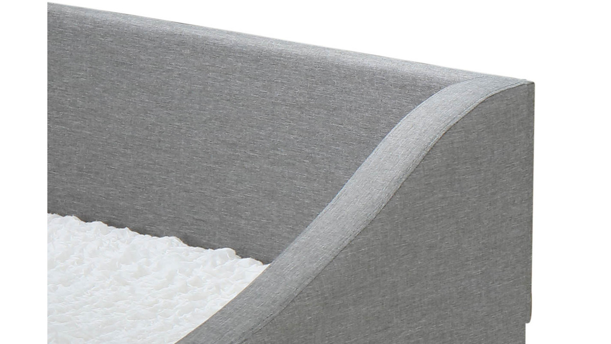 Lit gigogne tissu gris clair 90x190 cm BEKKER