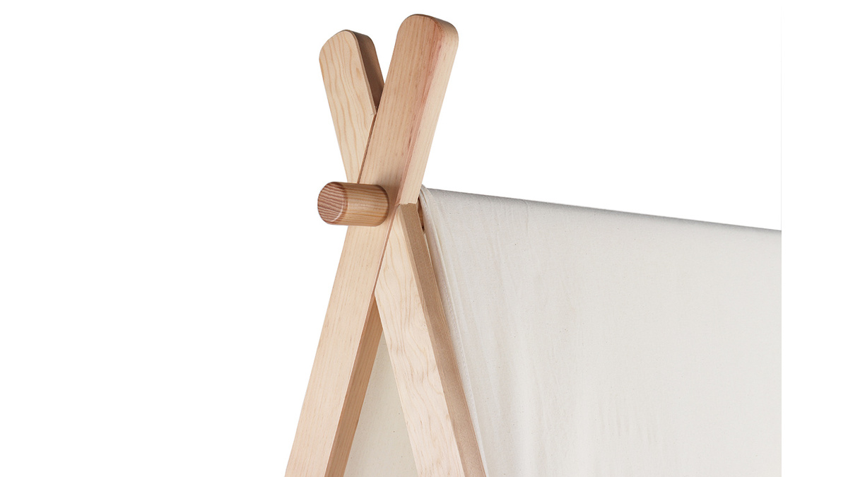 Lit tipi avec rangement bois et coton naturel APACHE