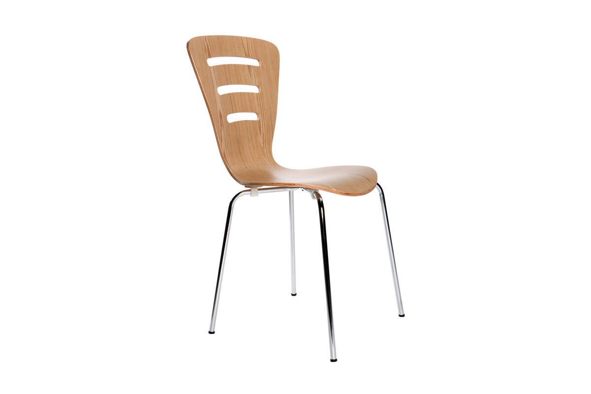 Lot de 2 chaises design empilables bois naturel LENA