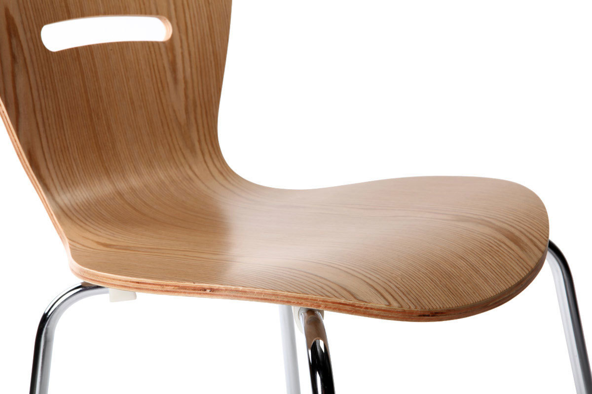 Lot de 2 chaises design empilables bois naturel LENA