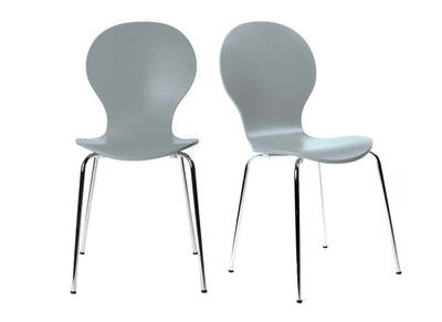 Lot de 2 chaises design empilables grises NEW ABIGAIL