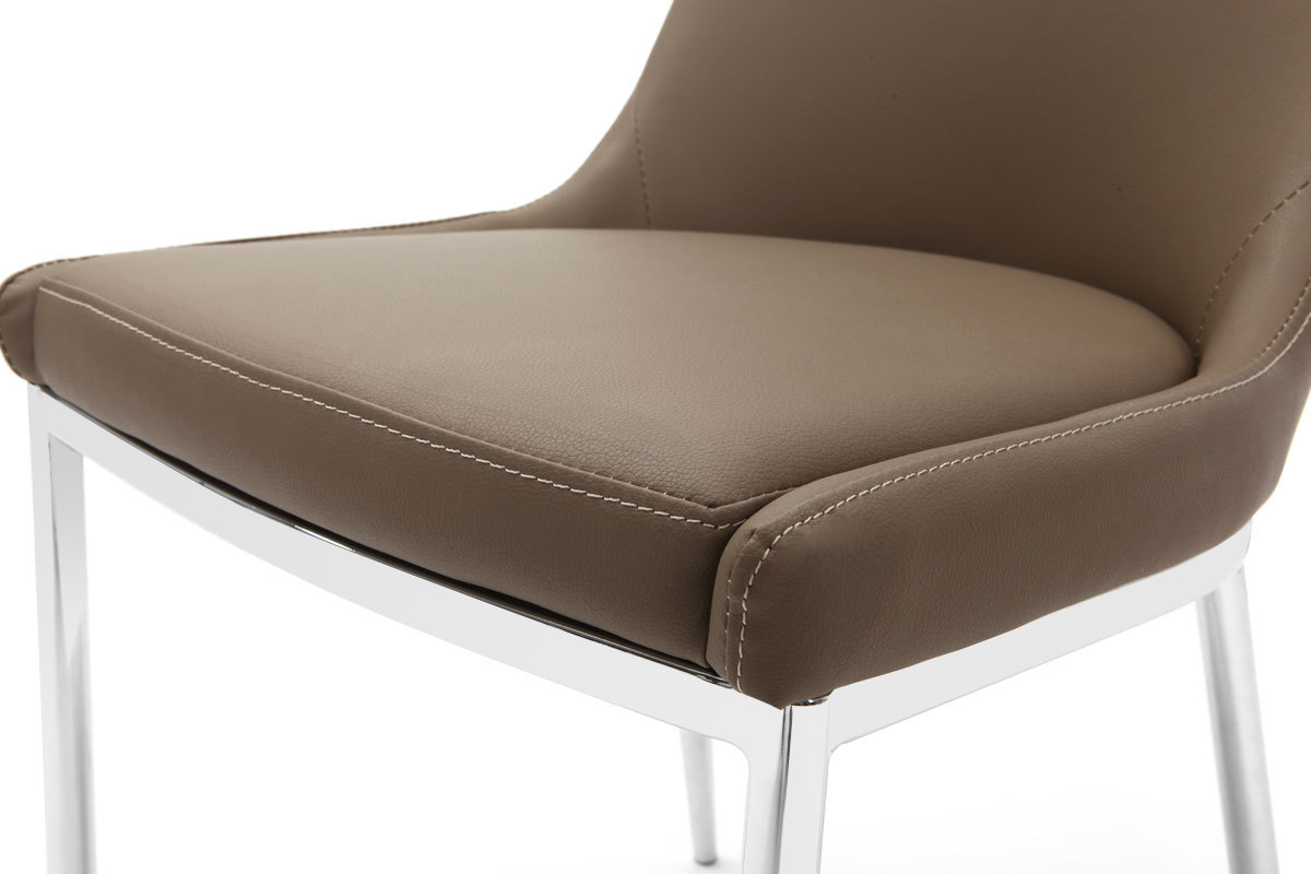 Lot de 2 chaises design taupe et acier chrom� IRA