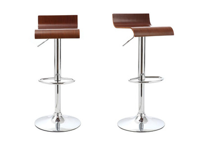 Lot de 2 tabouret de bar / cuisine design bois coloris noyer SURF V2