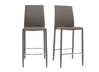 Lot de 2 tabourets / chaises de bar design taupe TALOS