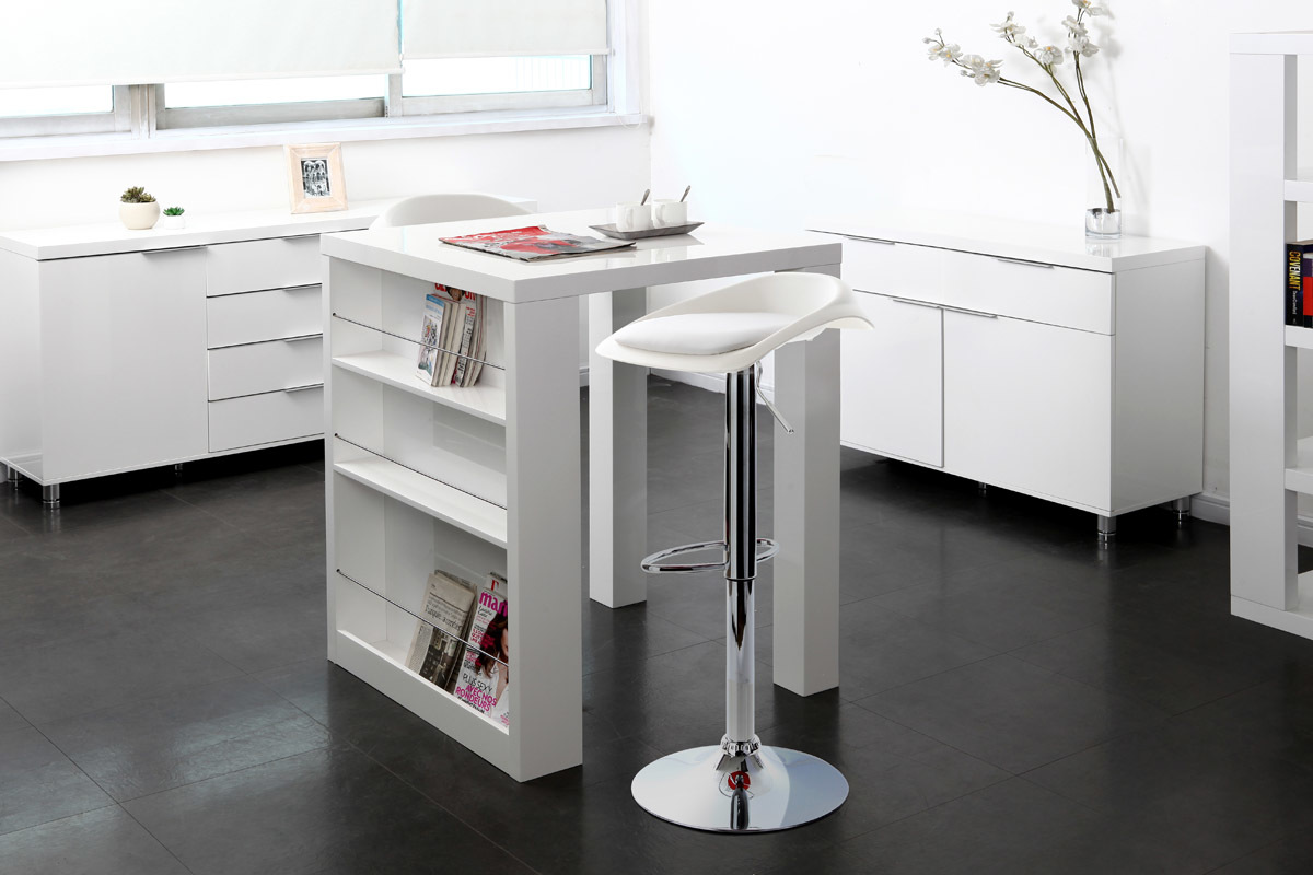 Lot de 2 tabourets de bar design blanc SYRIUS