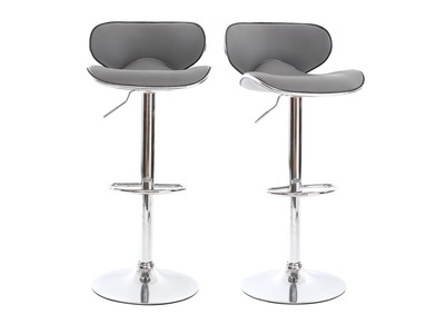 Lot de 2 tabourets de bar design gris PEGASE