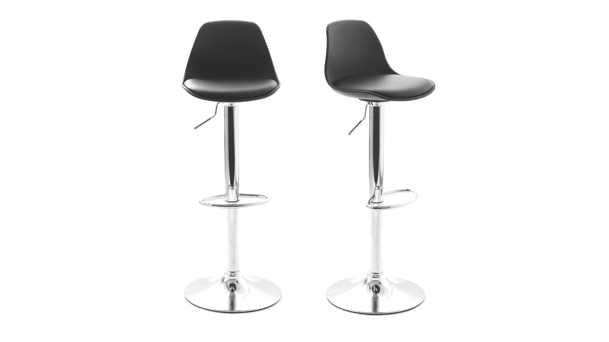 Lot de 2 tabourets de bar design noirs STEEVY