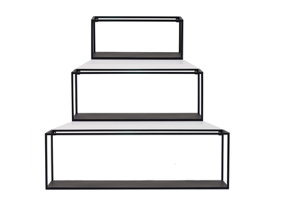 Lot de 3 &eacute;tag&egrave;res murales rectangle m&eacute;tal noir KARL