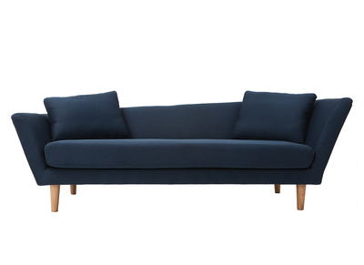 M&eacute;ridienne 3 places bleu pieds bois ch&ecirc;ne NARA