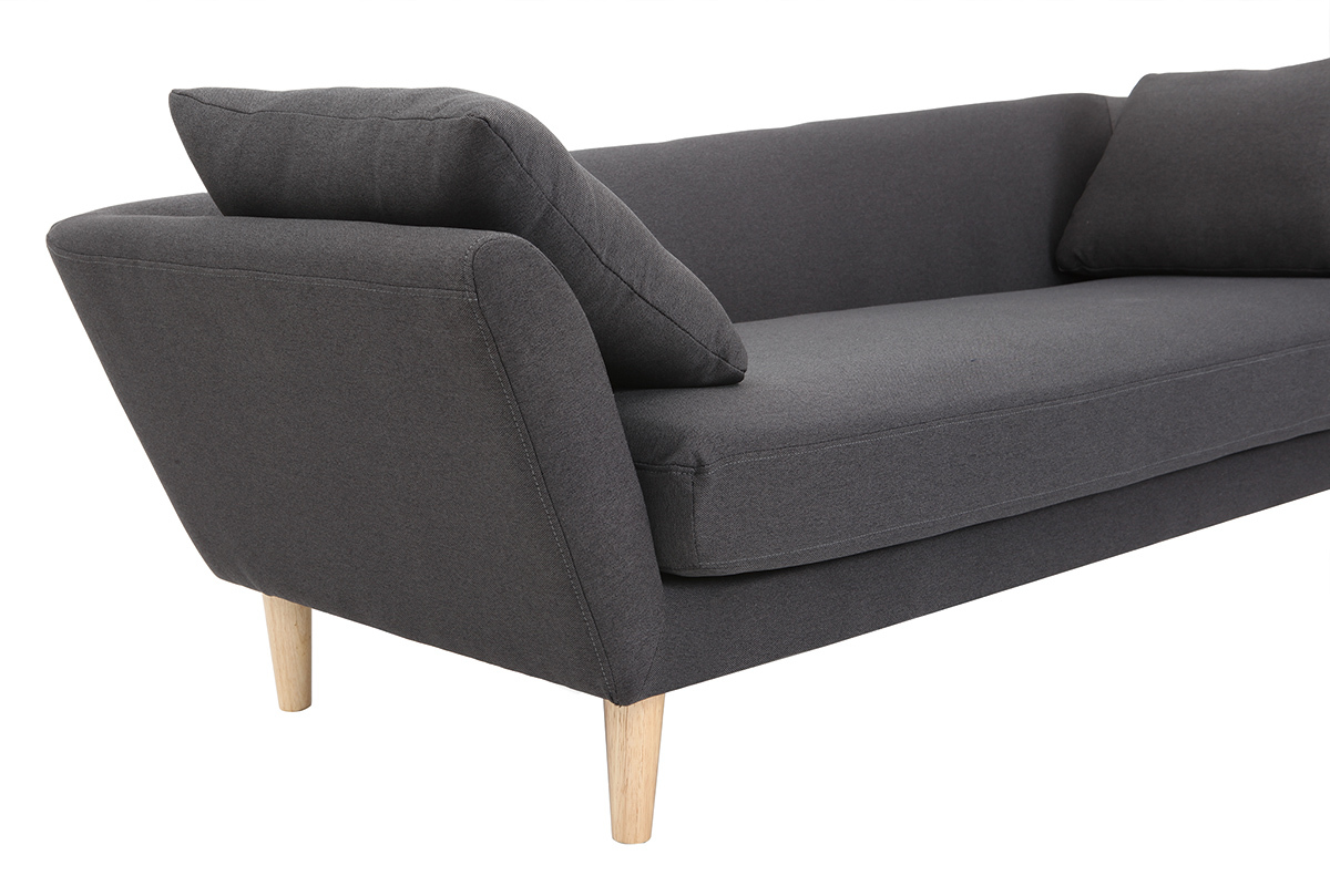 M�ridienne 3 places gris anthracite  pieds bois ch�ne NARA