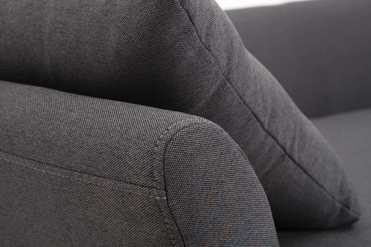 M�ridienne 3 places gris anthracite  pieds bois ch�ne NARA