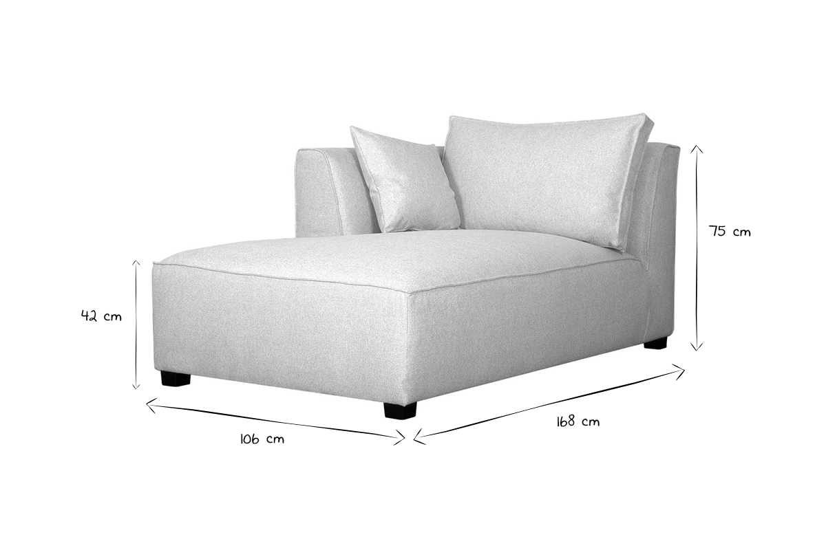 Mridienne angle gauche en tissu beige naturel PLURIEL
