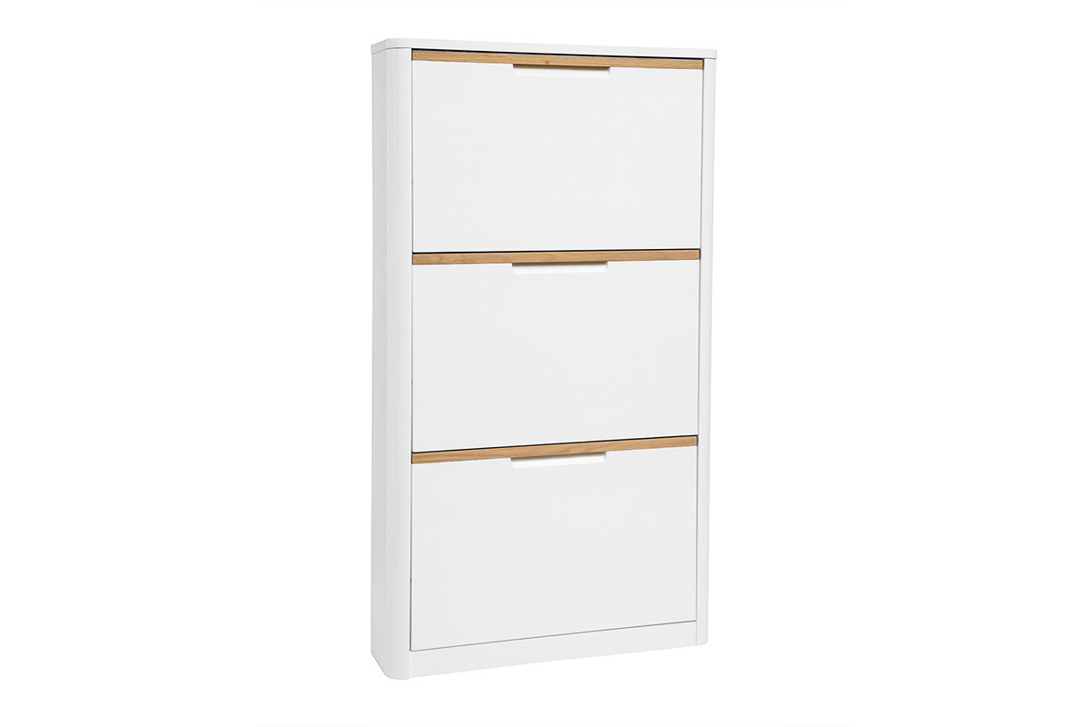 Meuble  chaussures 3 portes finition blanc laqu brillant L68 cm KIRK