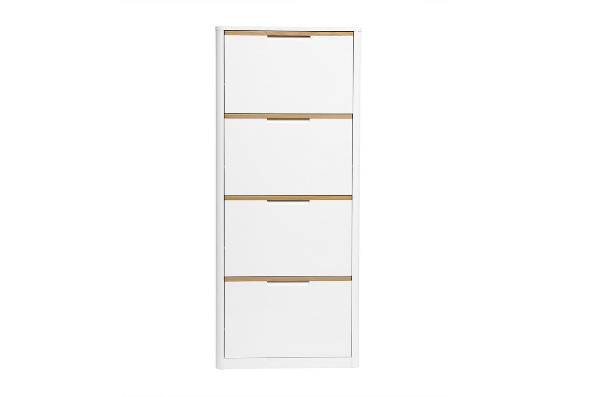Meuble  chaussures 4 portes finition blanc laqu brillant L68 cm KIRK