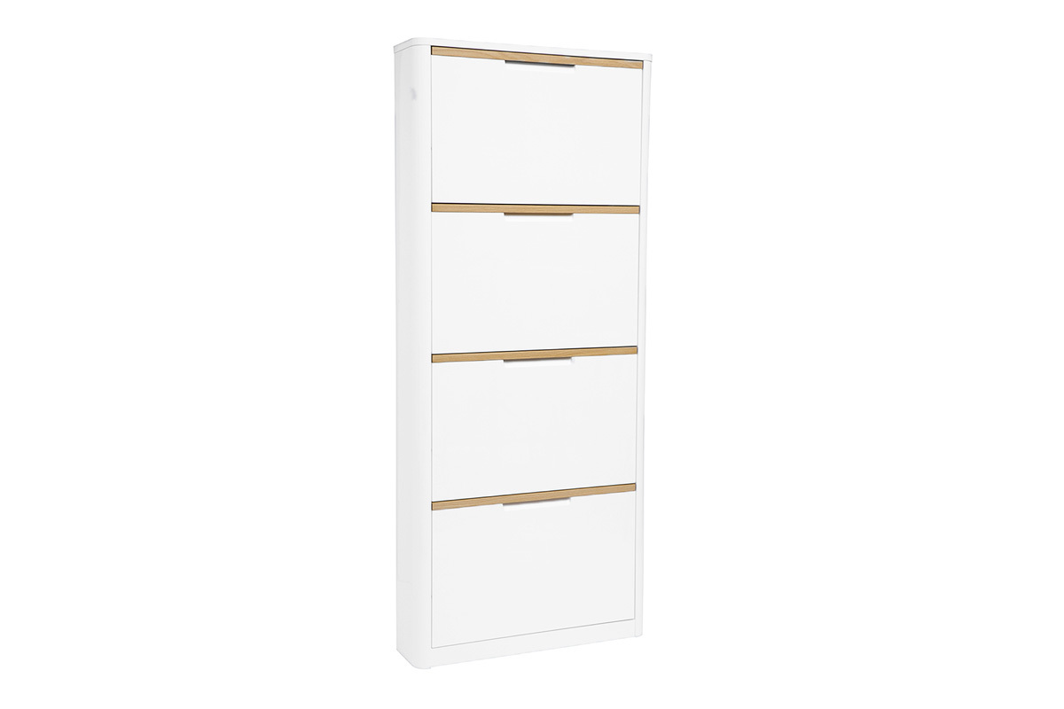 Meuble  chaussures 4 portes finition blanc laqu brillant L68 cm KIRK