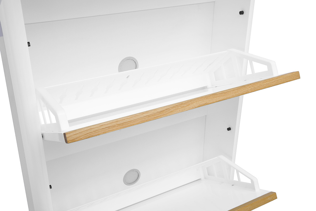 Meuble � chaussures 4 portes finition blanc laqu� brillant L68 cm KIRK