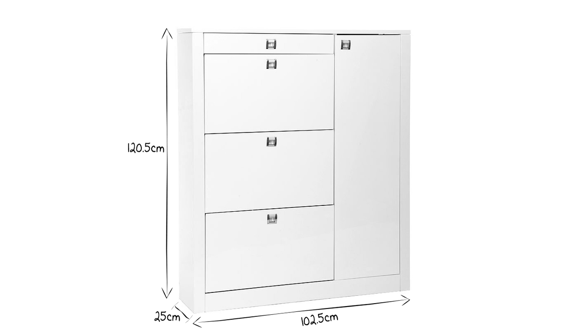 Meuble  chaussures design finition blanc laqu brillant L103 cm REVA