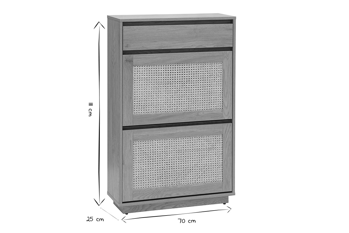Meuble  chaussures finition bois clair chne et cannage rotin L100 cm ALICANTE