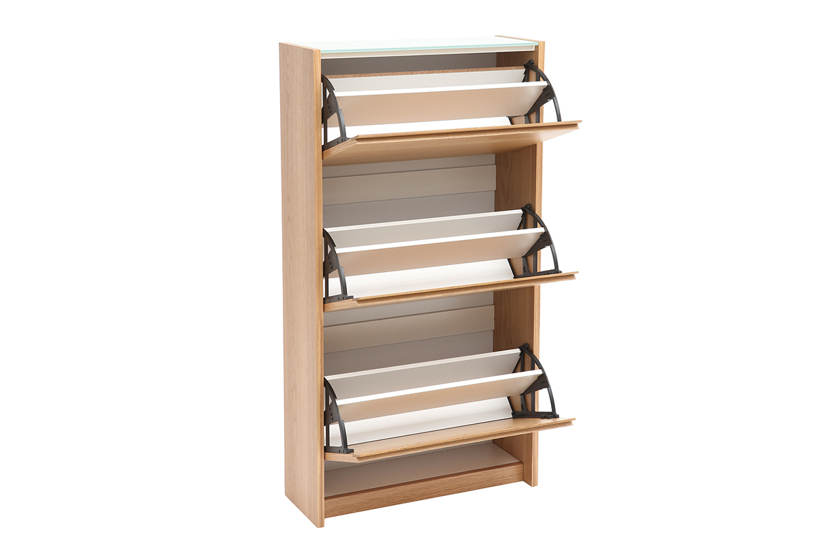 Meuble � chaussures scandinave 3 compartiments ch�ne ZAPPA