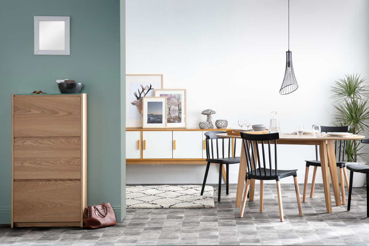 Meuble � chaussures scandinave 3 compartiments ch�ne ZAPPA