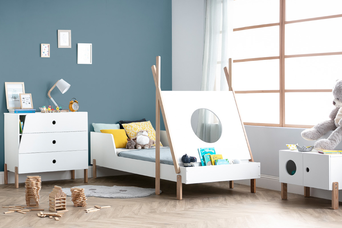 Meuble de rangement enfant bois et blanc TIMEHLO