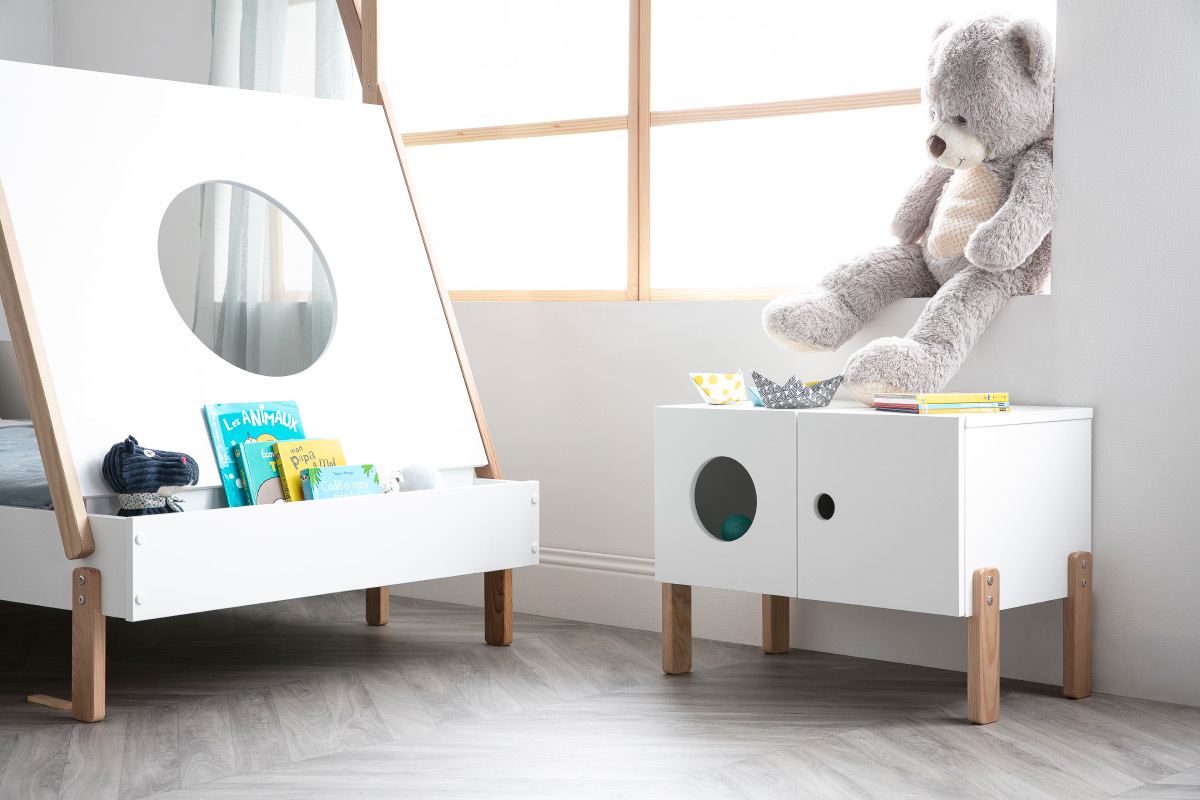 Meuble de rangement enfant bois et blanc TIMEHLO