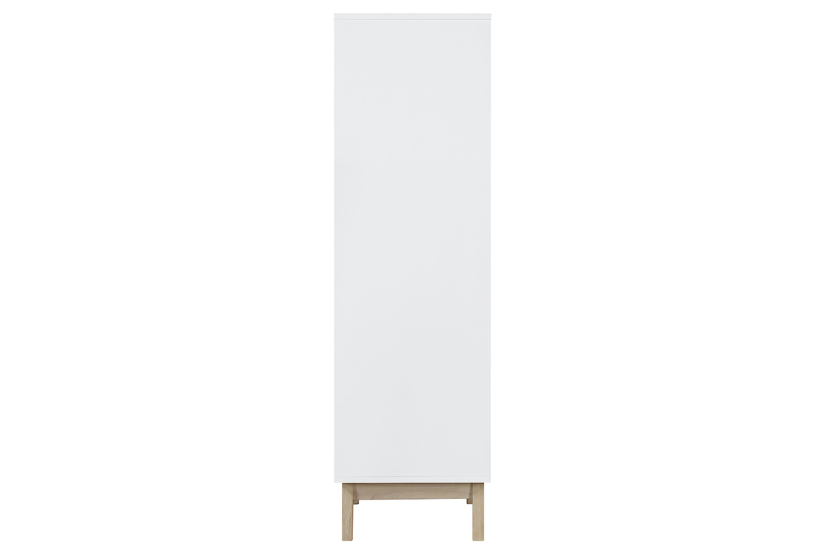 Meuble de rangement haut blanc et bois clair 3 portes L60 cm LEENA
