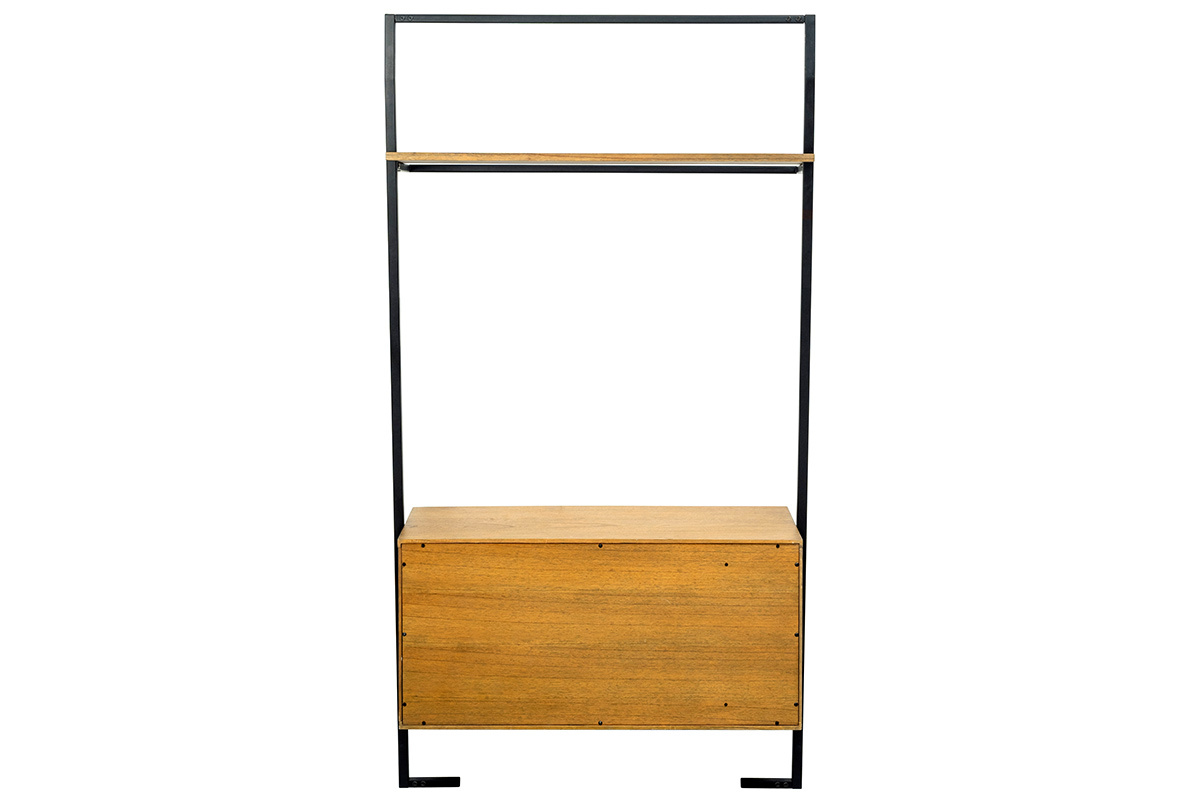 Meuble de rangement vintage bois et m�tal noir SERAH