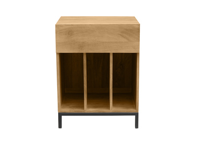 Meuble de rangement vinyles en bois massif et m&eacute;tal noir L50 cm YPSTER