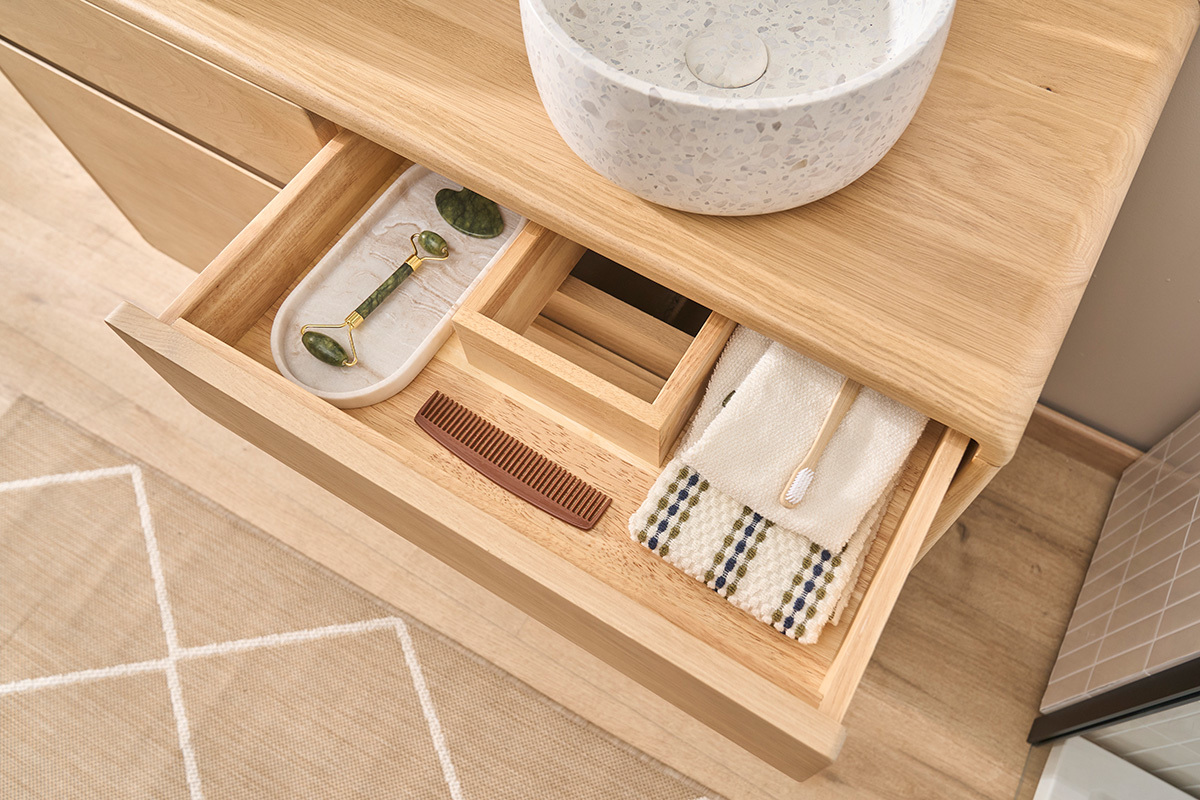 Meuble de salle de bain en bois ch�ne massif L120 cm ESTEBAN