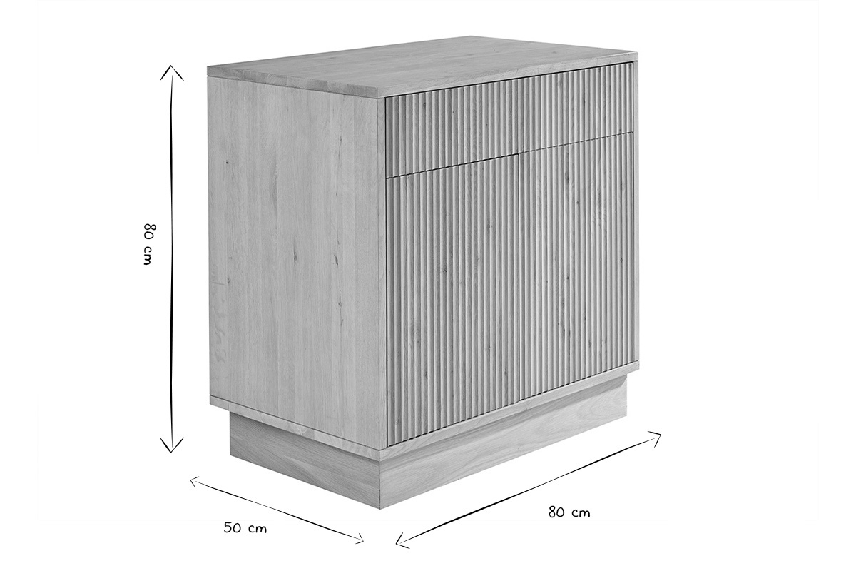 Meuble de salle de bain en bois ch�ne massif L80 cm ALISTAIR
