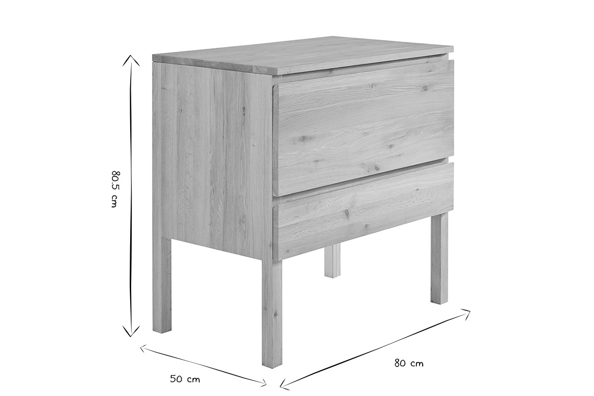 Meuble de salle de bain en bois ch�ne massif L80 cm JOSHUA