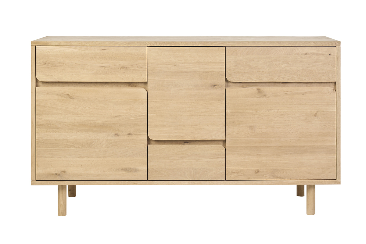 Meuble de salle de bain en bois clair ch�ne massif L140 cm SINCLAIR