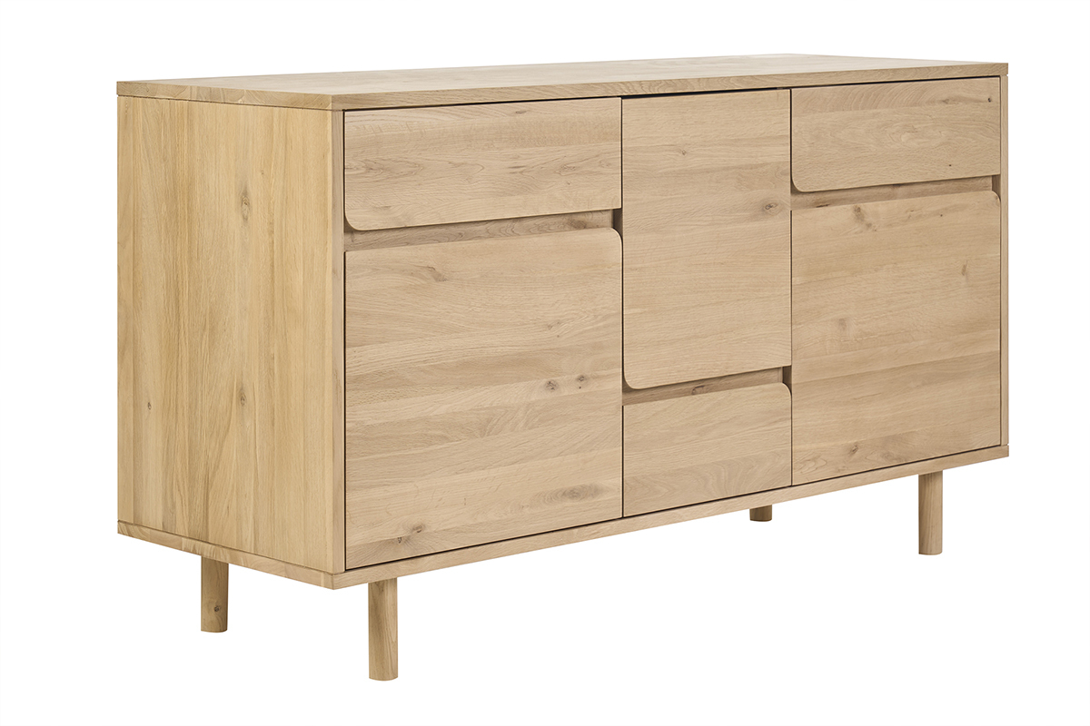 Meuble de salle de bain en bois clair ch�ne massif L140 cm SINCLAIR