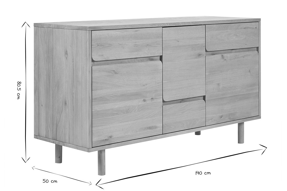 Meuble de salle de bain en bois clair ch�ne massif L140 cm SINCLAIR