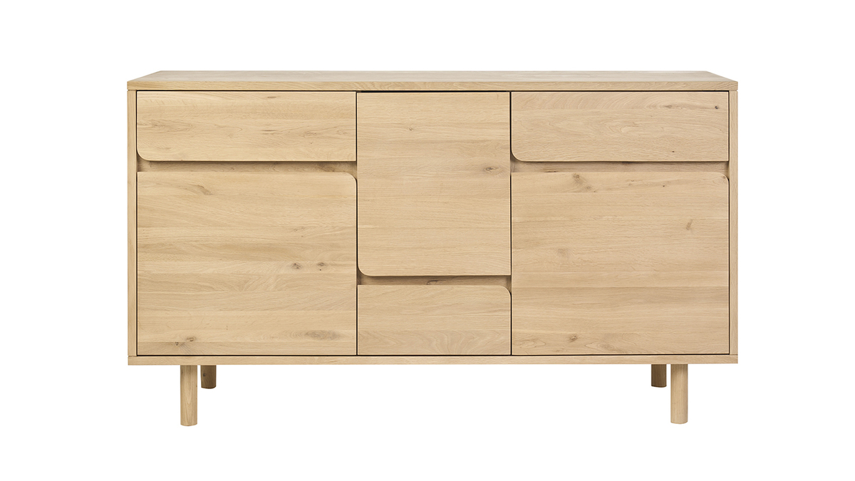 Meuble de salle de bain en bois clair ch�ne massif L140 cm SINCLAIR