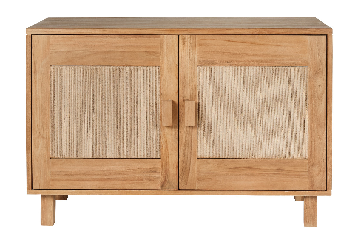 Meuble de salle de bain en bois teck massif et corde tress�e L120 cm MOSSA