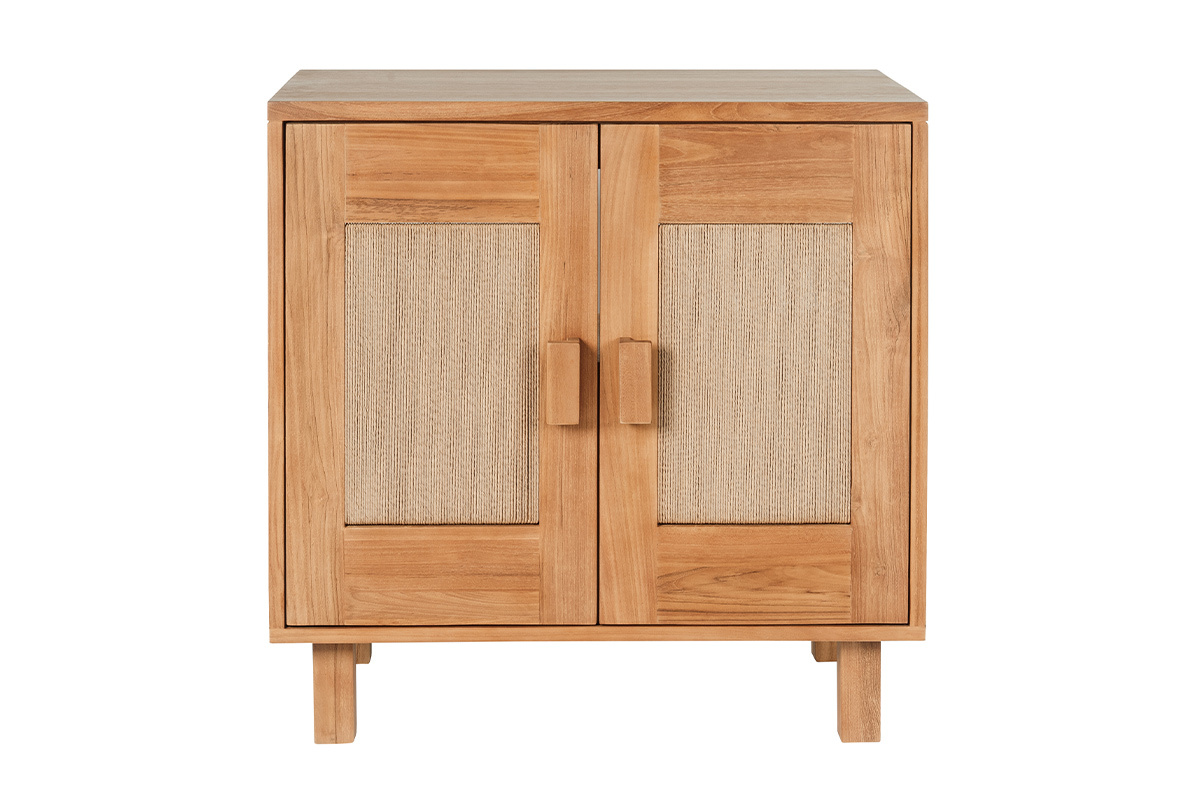 Meuble de salle de bain en bois teck massif et corde tress�e L80 cm MOSSA
