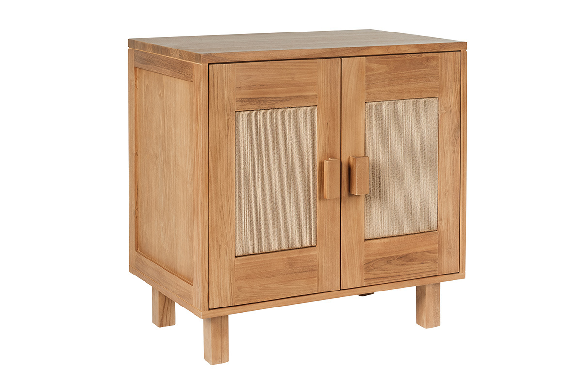 Meuble de salle de bain en bois teck massif et corde tress�e L80 cm MOSSA
