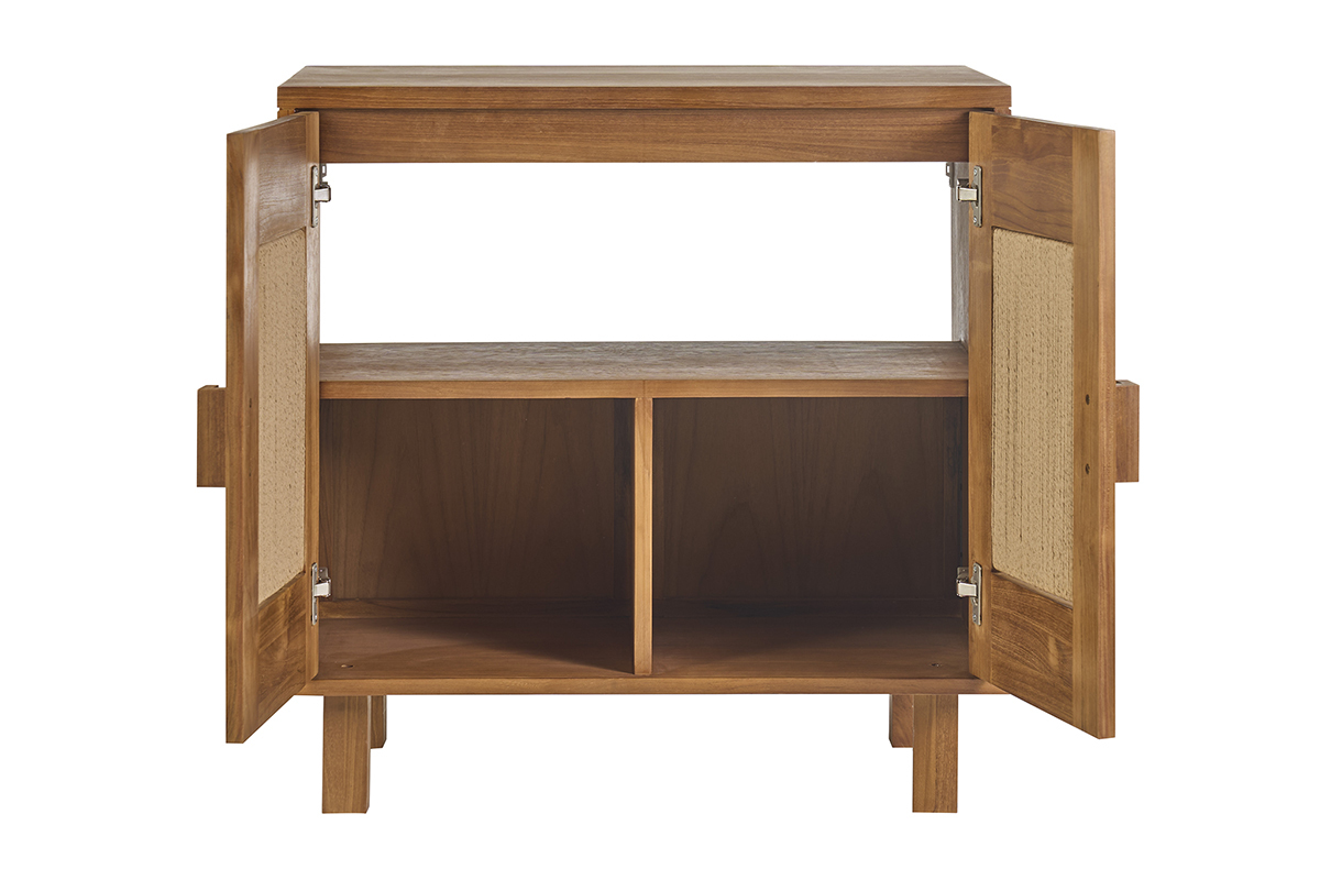 Meuble de salle de bain en bois teck massif et corde tress�e L80 cm MOSSA